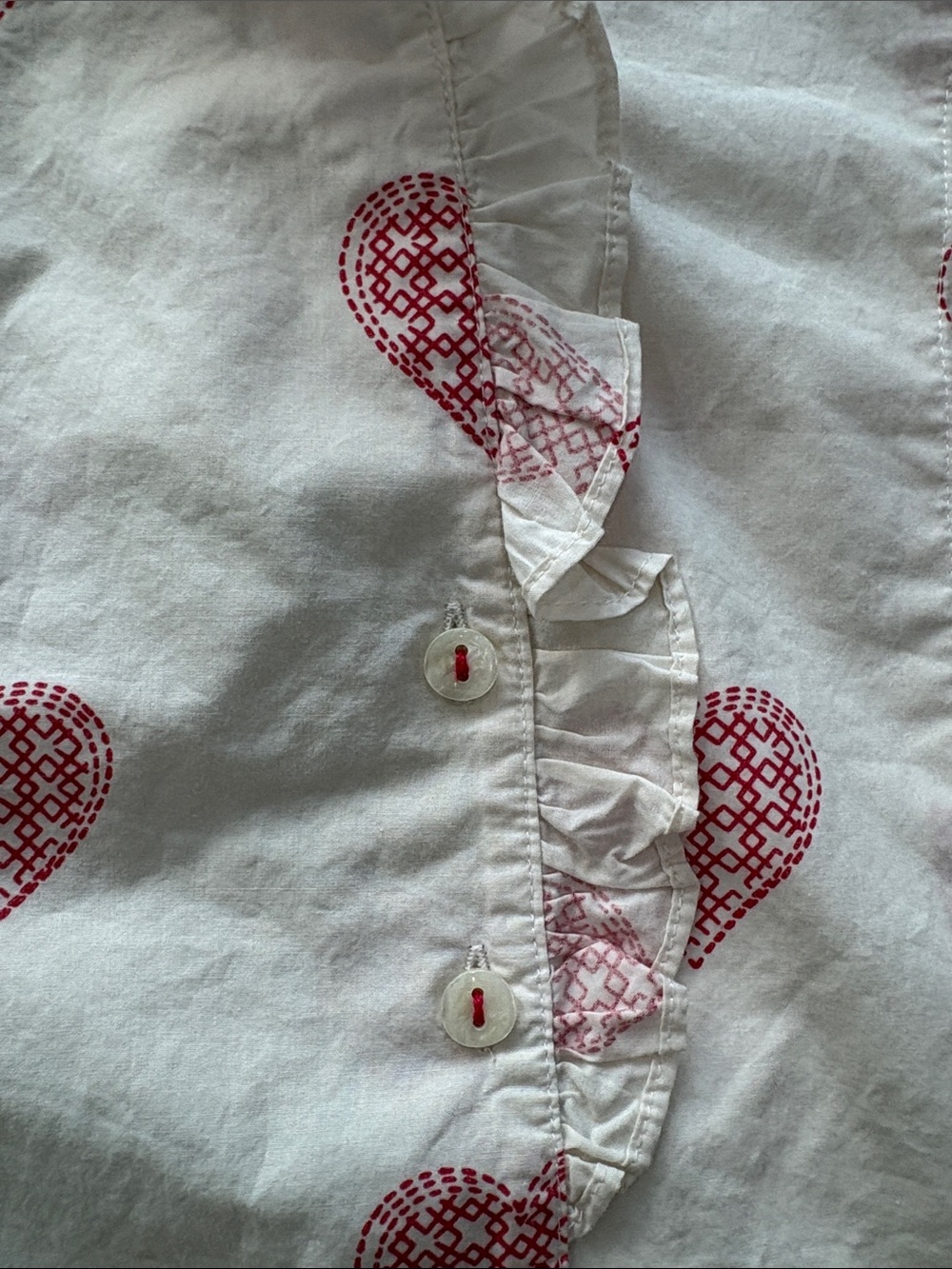 Anthropologie White Cotton Blouse with Pink Heart Print - Picture 3 of 5